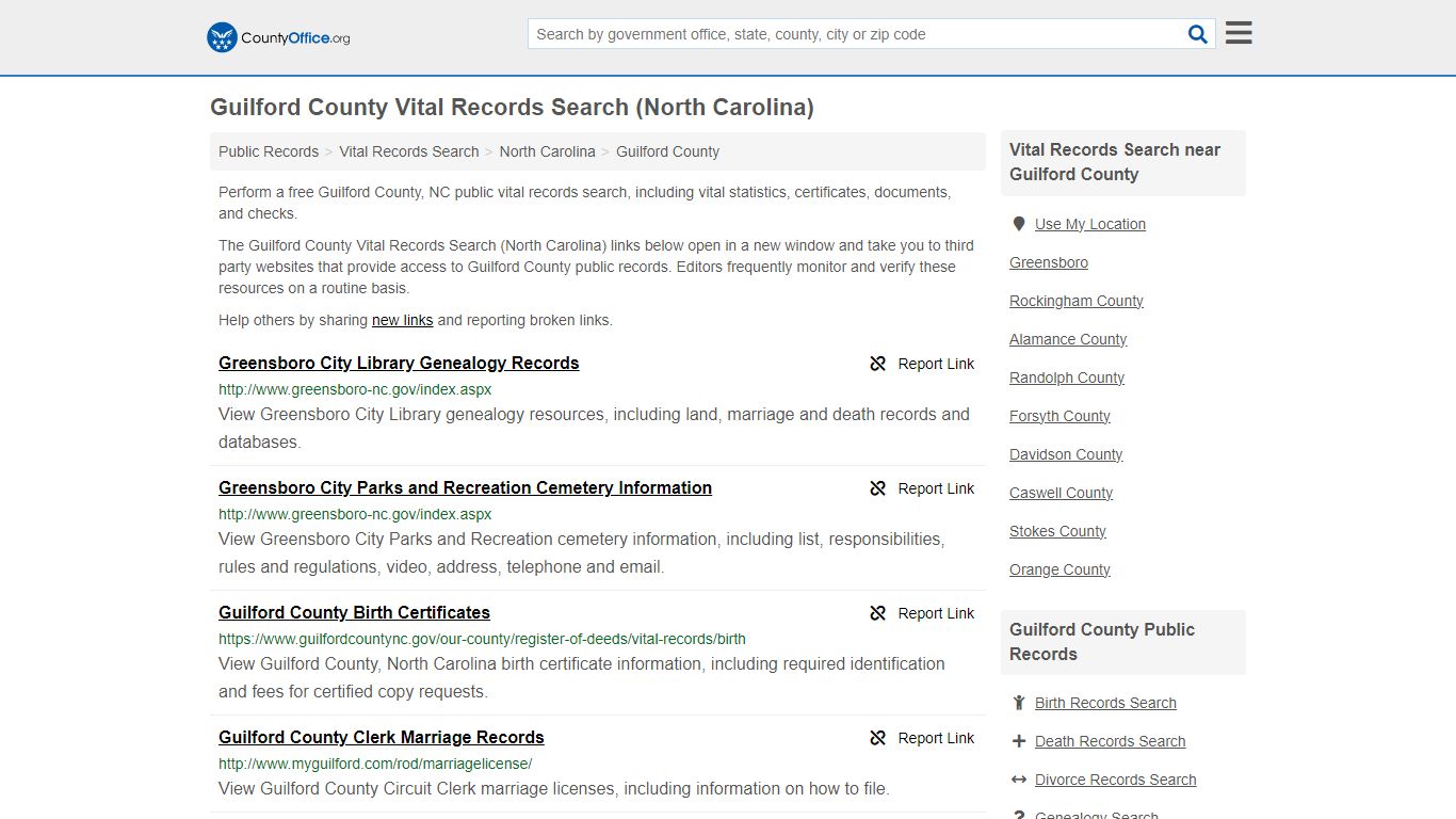 Vital Records Search - Guilford County, NC (Birth, Death, Marriage ...